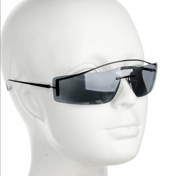 Prada Rectangle Sunglasses Black - Picture 1 of 13